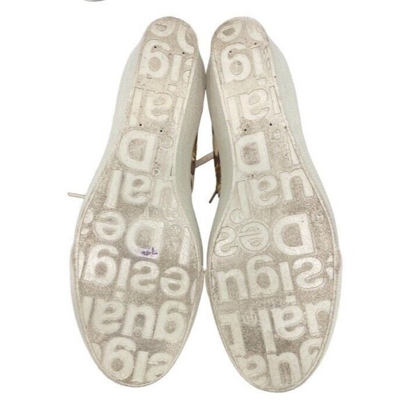 Desigual Elefante Canvas Wedge Sneakers Metalic Print Gold Fun Artsy Street 7.5 - Picture 8 of 13